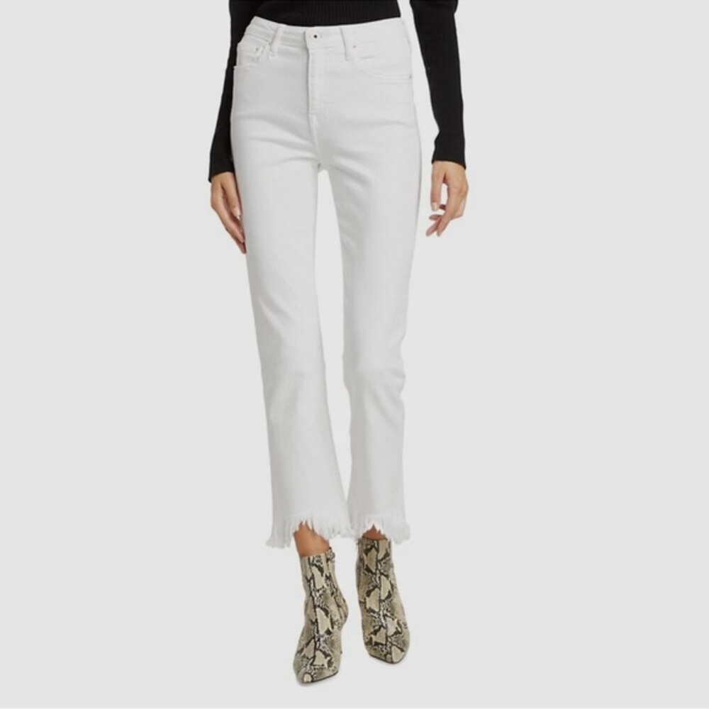Jonathan Simkhai White Cropped Jeans with Frayed Hem